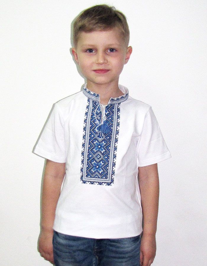

Футболка з вишивкою Етно-Сіті Алатирко синій 128-134 Біла (672/134)
