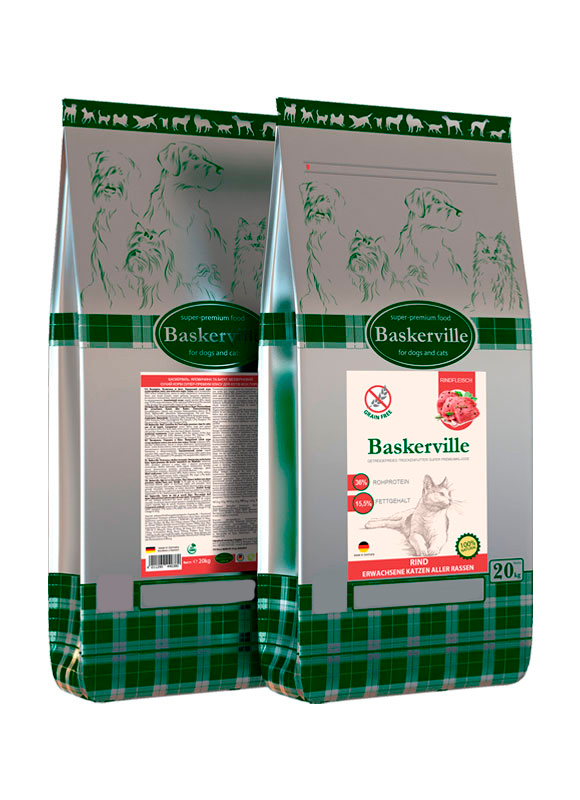 

Сухой беззерновой корм Baskerville Adult для взрослых кошек Говядина и батат 20 кг