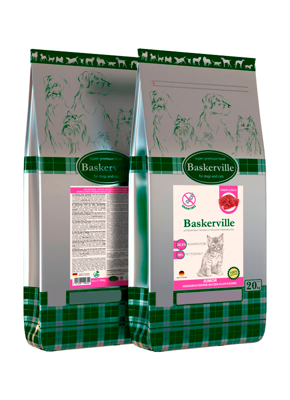 

Сухой беззерновой корм Baskerville для котят Говядина и мясо птицы 20 кг