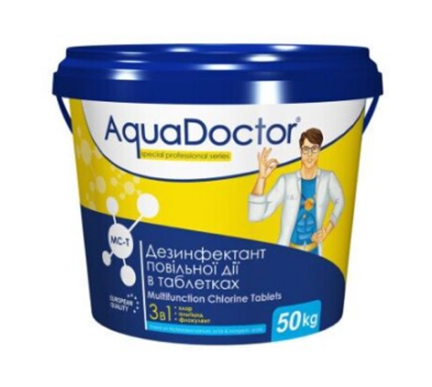 

Дезинфектант 3 в 1 на основе хлора AquaDoctor MC-T, 50 кг (таблетки по 20 г)