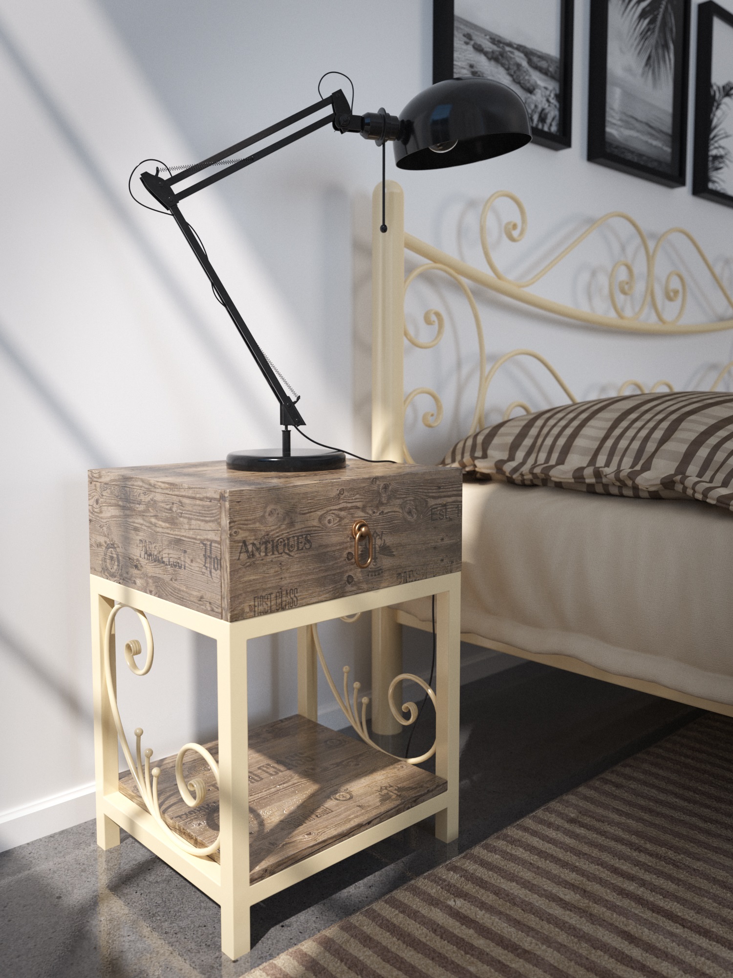 

Тумба прикроватная Бетис Tenero Бежевый + Корабельный лейбл