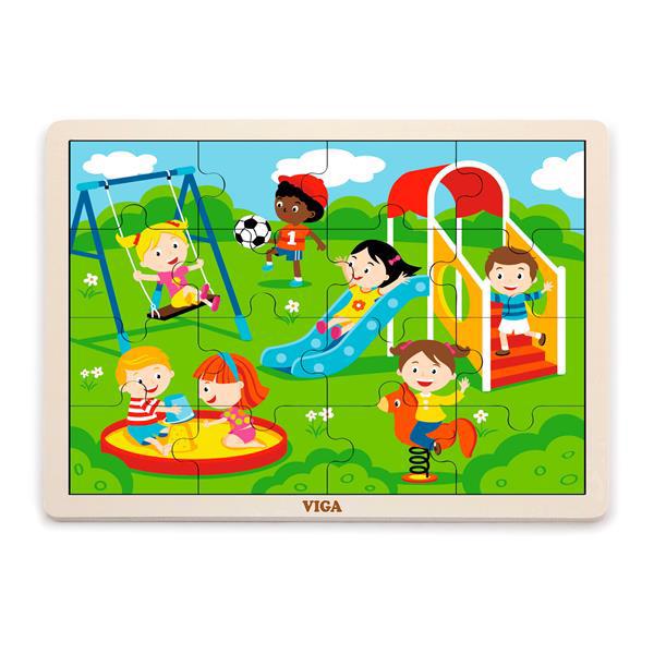 

Пазлы детские деревянные Viga Toys Парк развлечений в рамке, 16 элементов