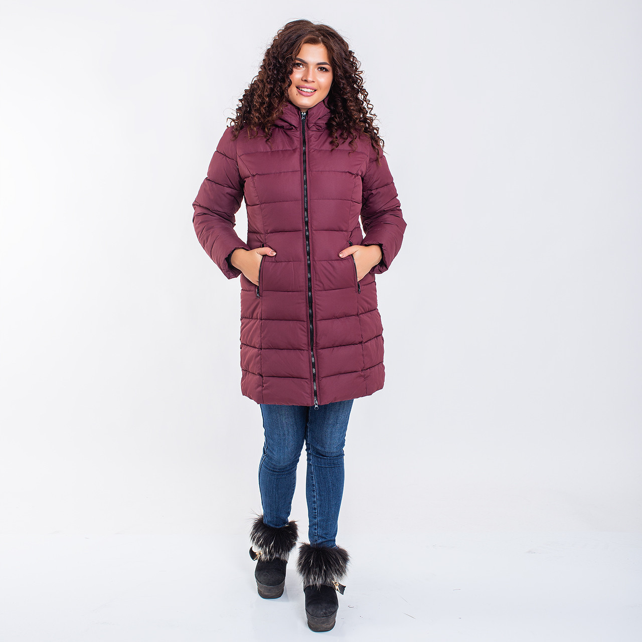 

Женское пальто Indigo N 008T PLUM Длинная, XXL, Плащевка, Вишневый