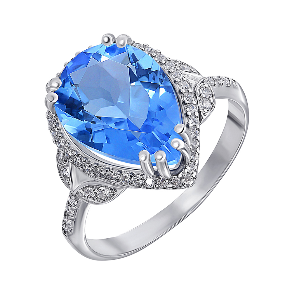 

Серебряное кольцо с танзанитом и фианитами 000141193 19 размера