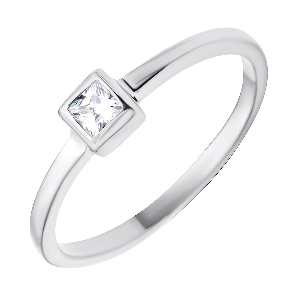 

Серебряное кольцо с белым фианитом 000112697 16.5 размера