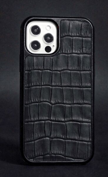 

Кожаный чехол LIMITED Croco Skin для Apple iPhone 12 Pro Max - Black