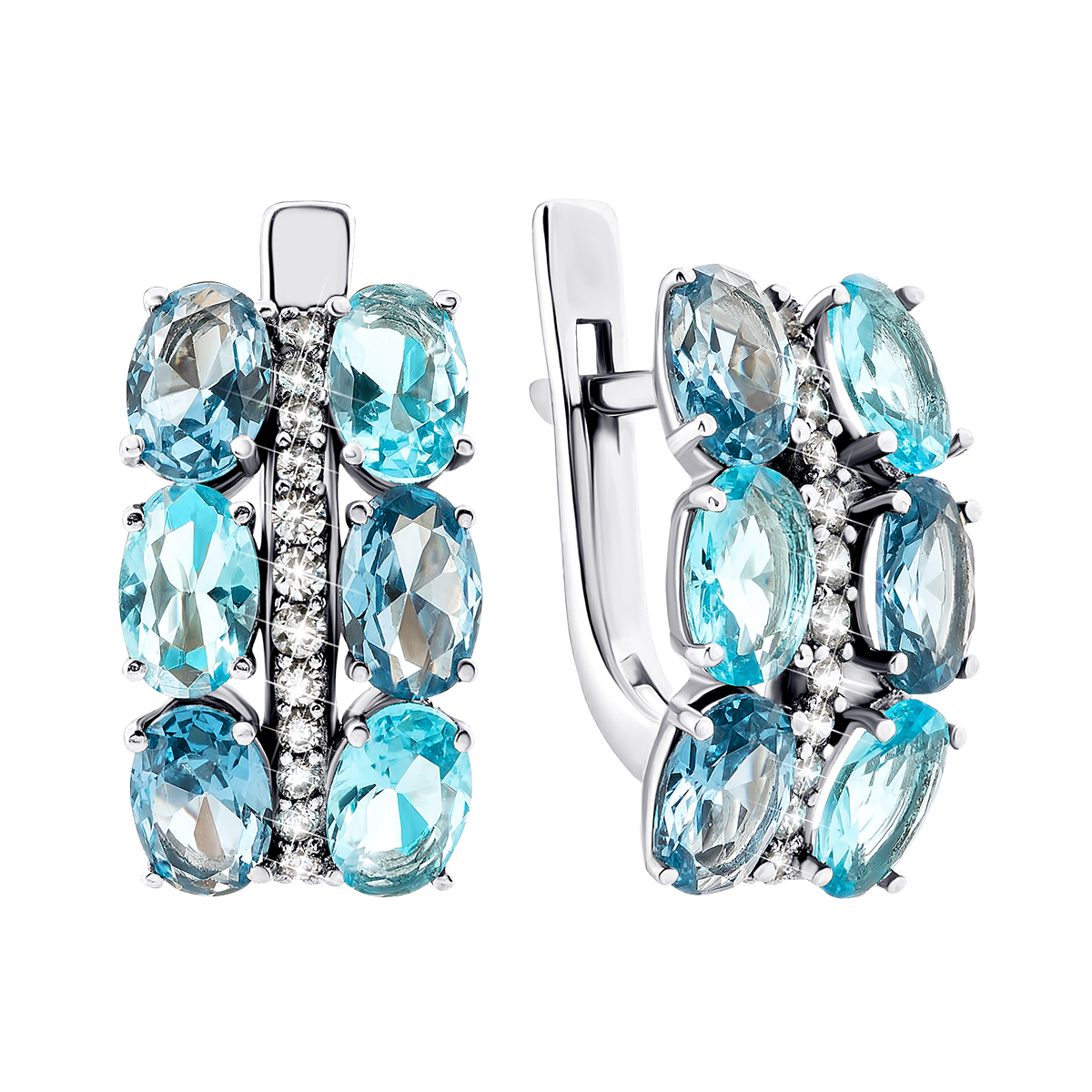 

Серебряные серьги с голубым кварцем и фианитами 2944/9р-QLBQS