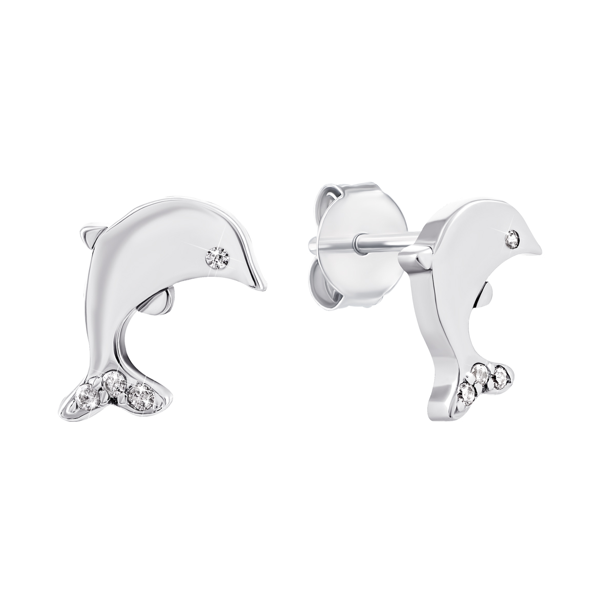 

Серебряные пуссеты Дельфины с фианитами 1EA79388