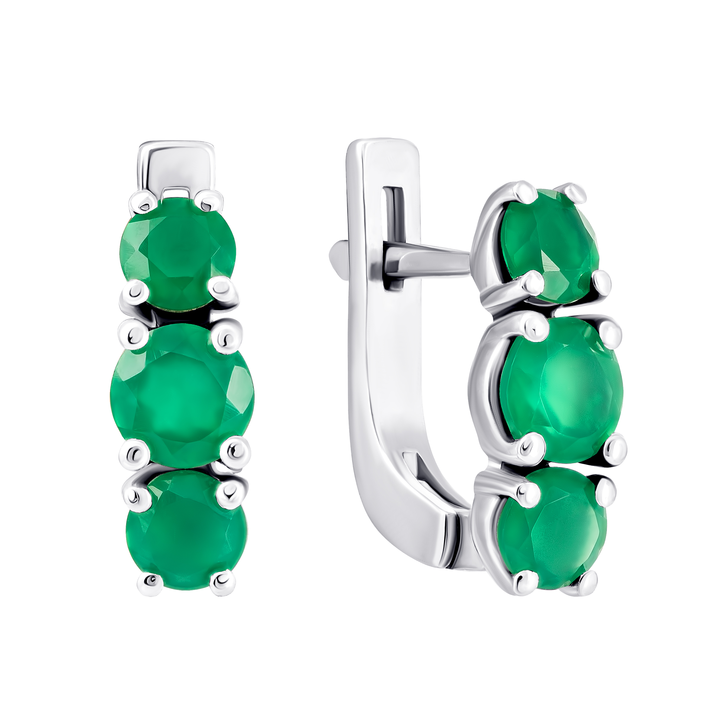 

Серебряные серьги с зеленым агатом 2976/9р-GRAG