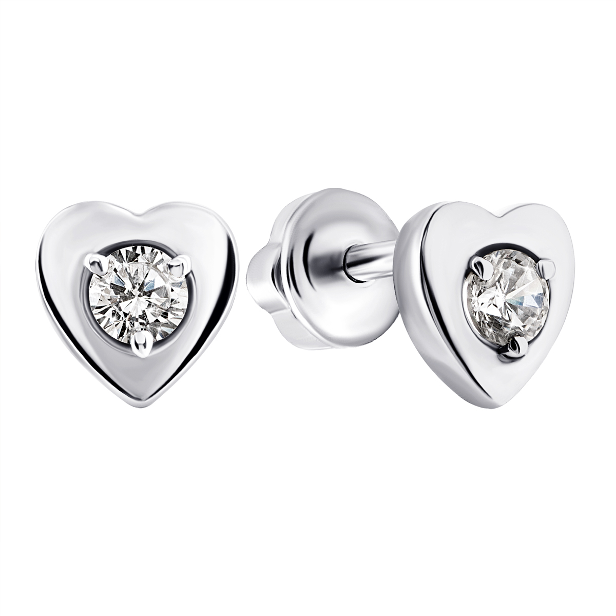 

Серебряные пуссеты Сердце с фианитом 2297/1р-CZ