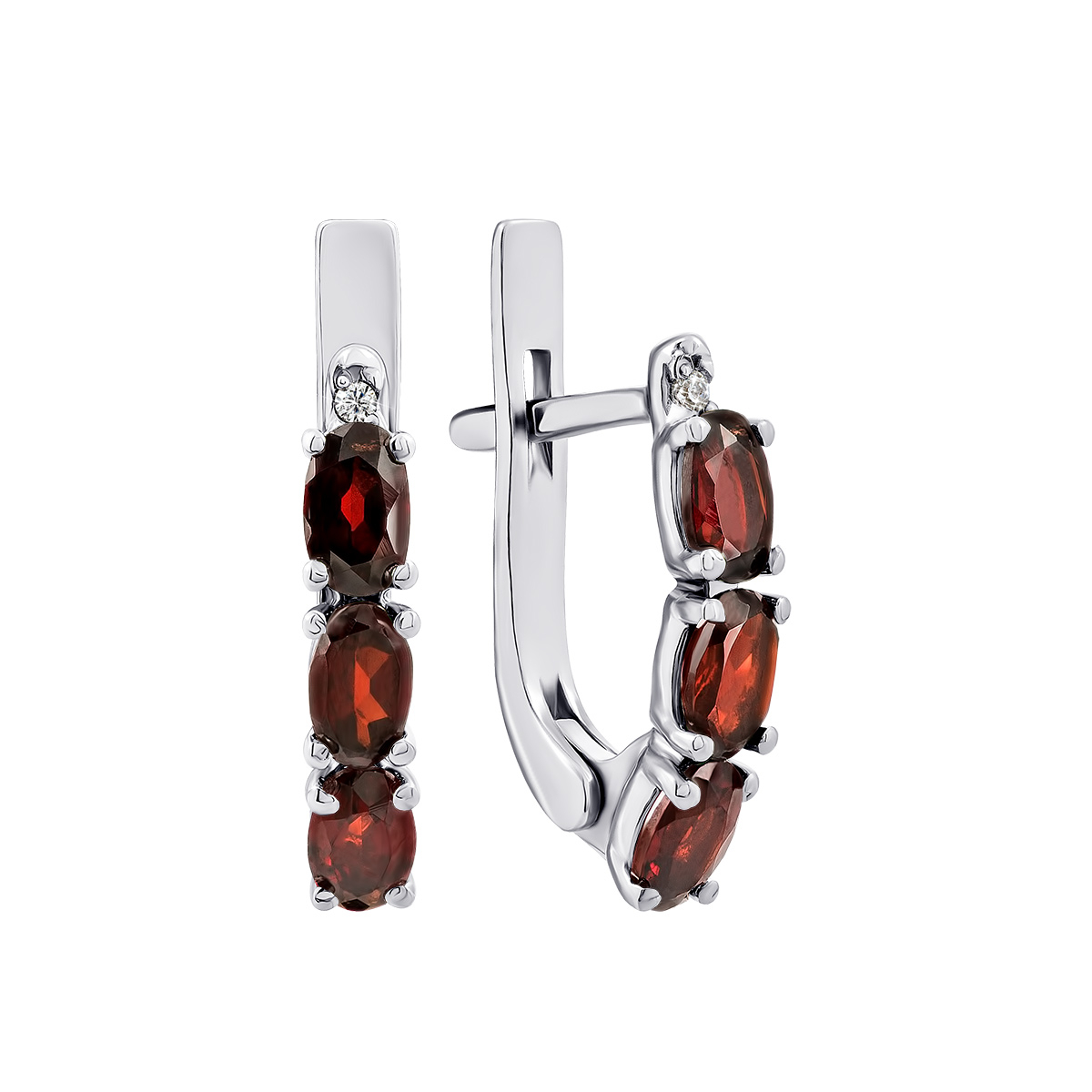 

Серебряные серьги с гранатом и фианитами 2981/9р-GARN
