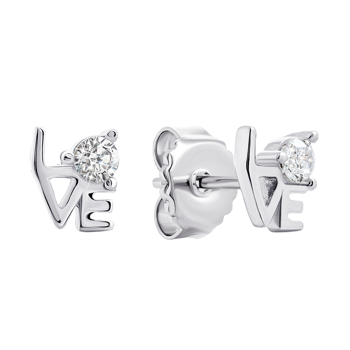 

Серебряные пуссеты LOVE с фианитами TE3520