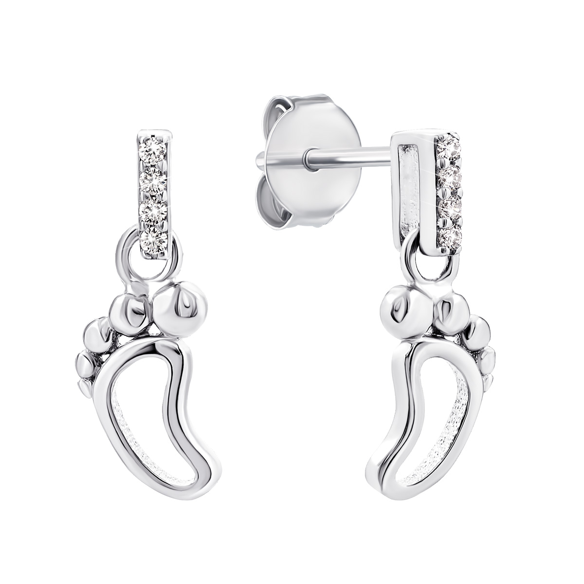 

Серебряные серьги-подвески Ножки с фианитами 1EA97339
