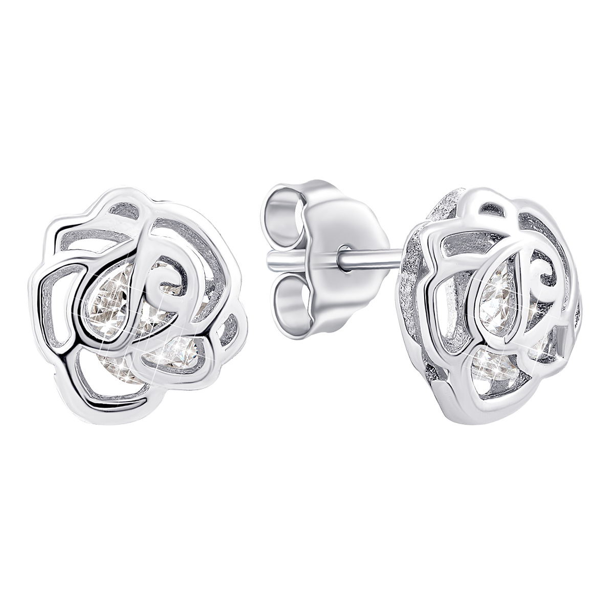 

Серебряные пуссеты Цветы с фианитами TE2876-RS4