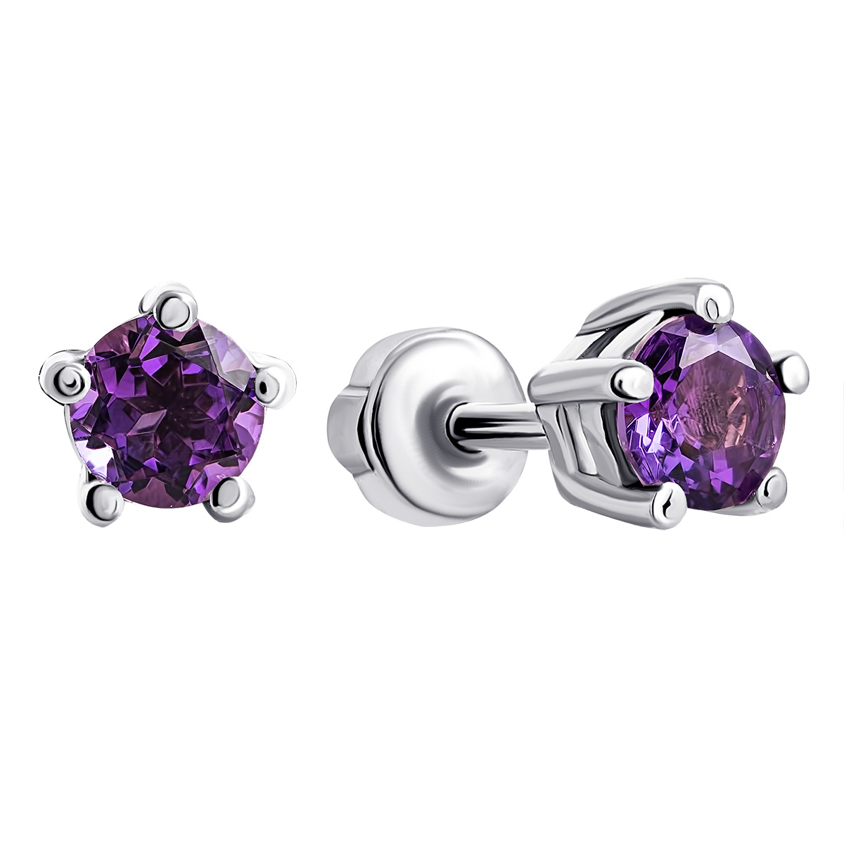 

Серебряные пуссеты с аметистом 2094/9р-AMT