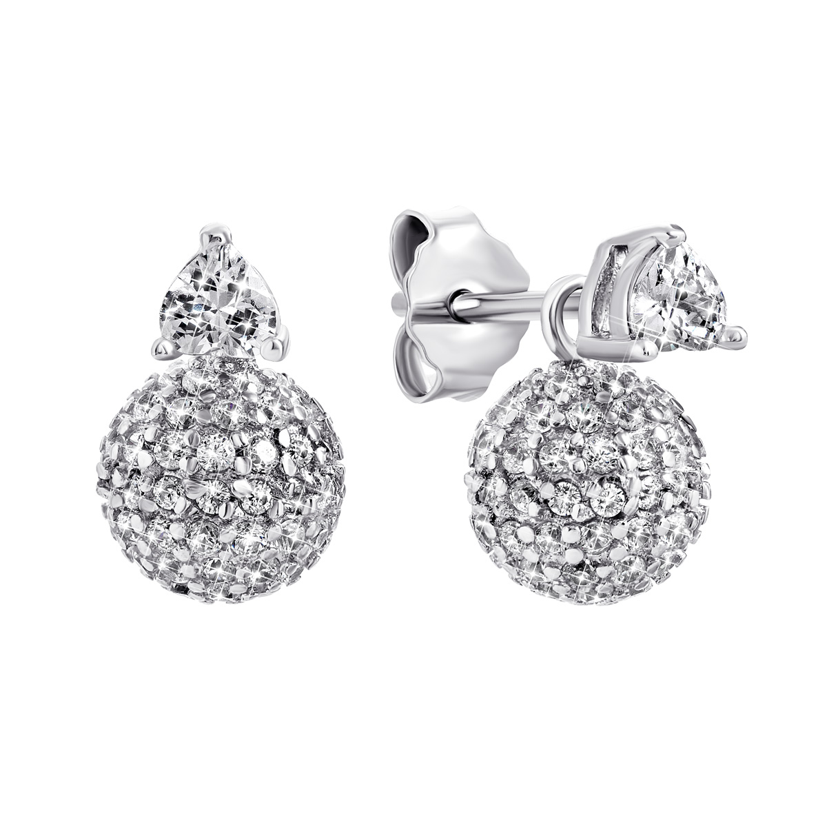

Серебряные пуссеты с фианитами 2 в 1 SE2320