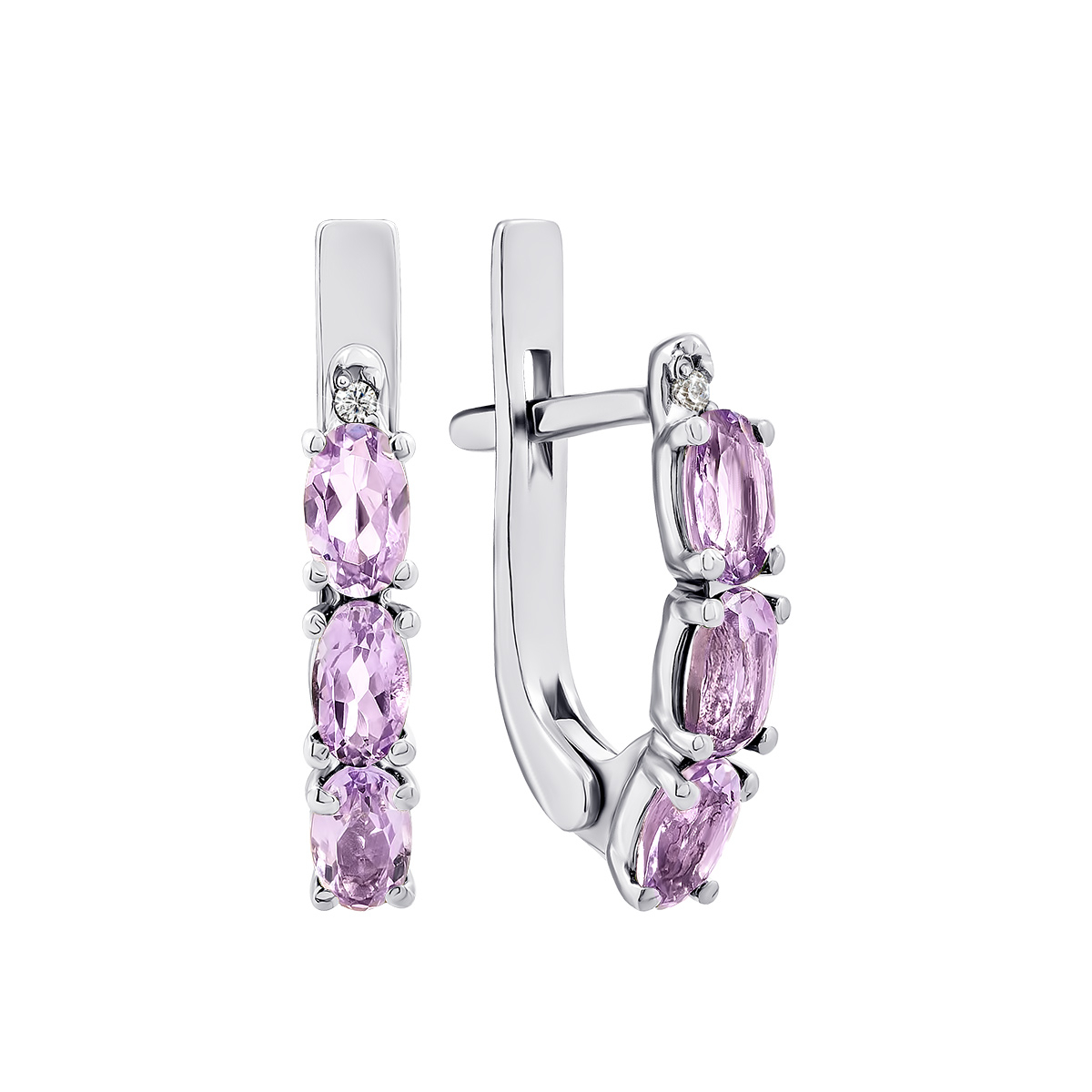 

Серебряные серьги с аметистом и фианитами 2981/9р-AMET