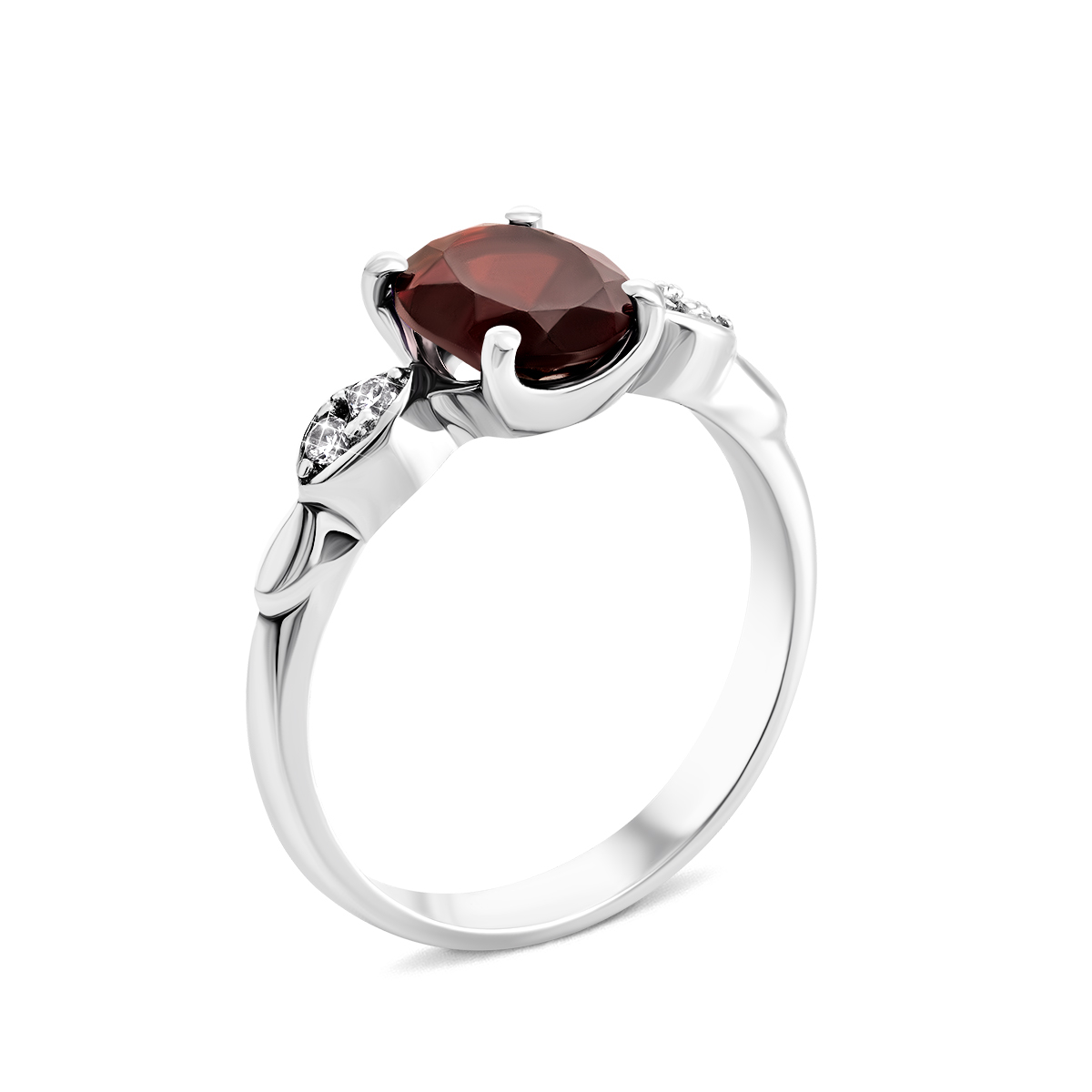 

Серебряное кольцо с гранатом и фианитами 16 размер 1486/1р-GARN