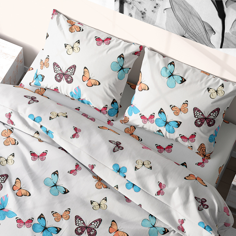

Комплект постельного белья семейный из бязи Time Textile Долина бабочек Разноцветный TT170396-s 70х70