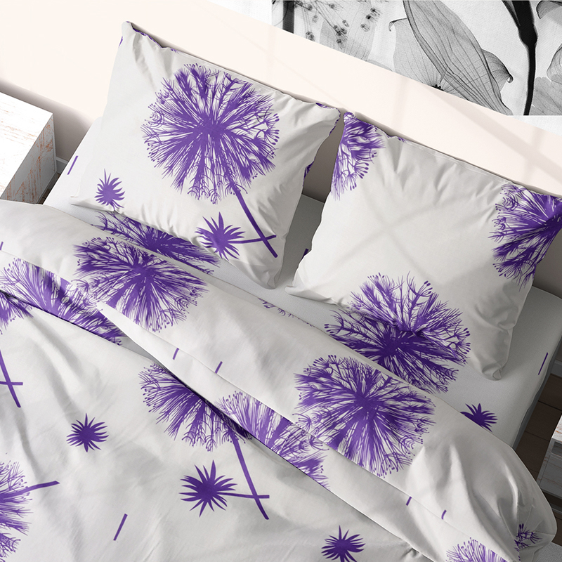 

Комплект постельного белья из бязи Time Textile Одуванчик фиолет двуспальный Белый, Фиолетовый TT169851-d 50х70