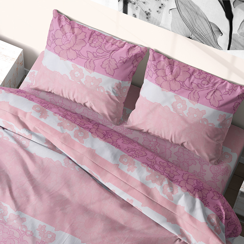 

Комплект постельного белья семейный из бязи Time Textile Анжелика Розовый TT156600-s 70х70