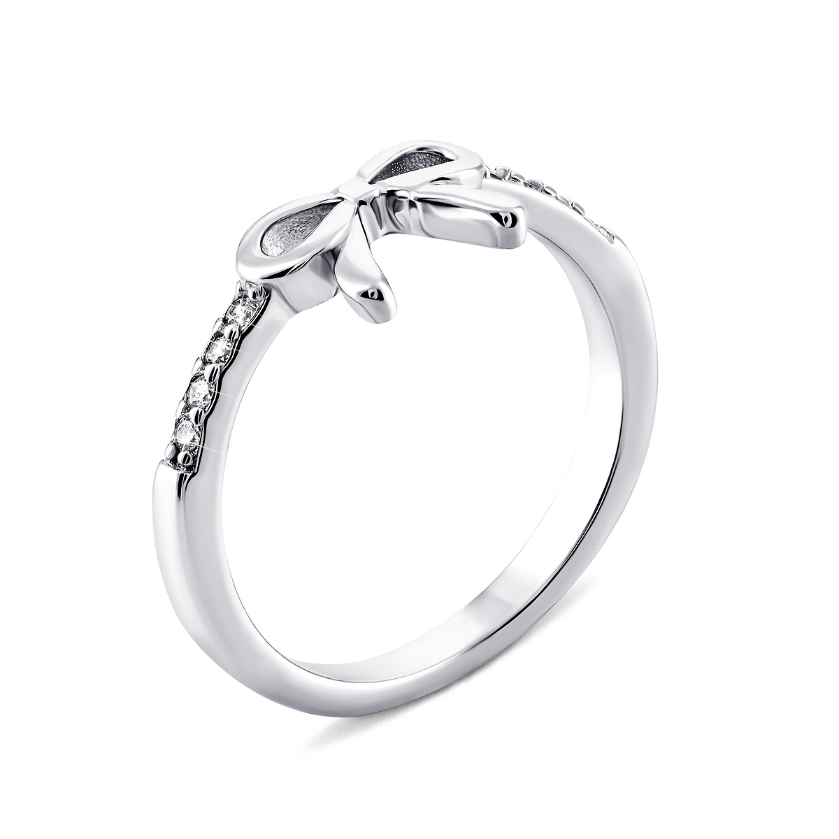 

Серебряное кольцо Бантик с фианитами 17 размер SD15676