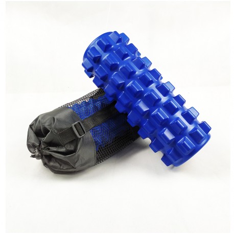 

Валик массажный 33 см FitMagic Roller Pro ребристый жесткий для спины мышц тела синий