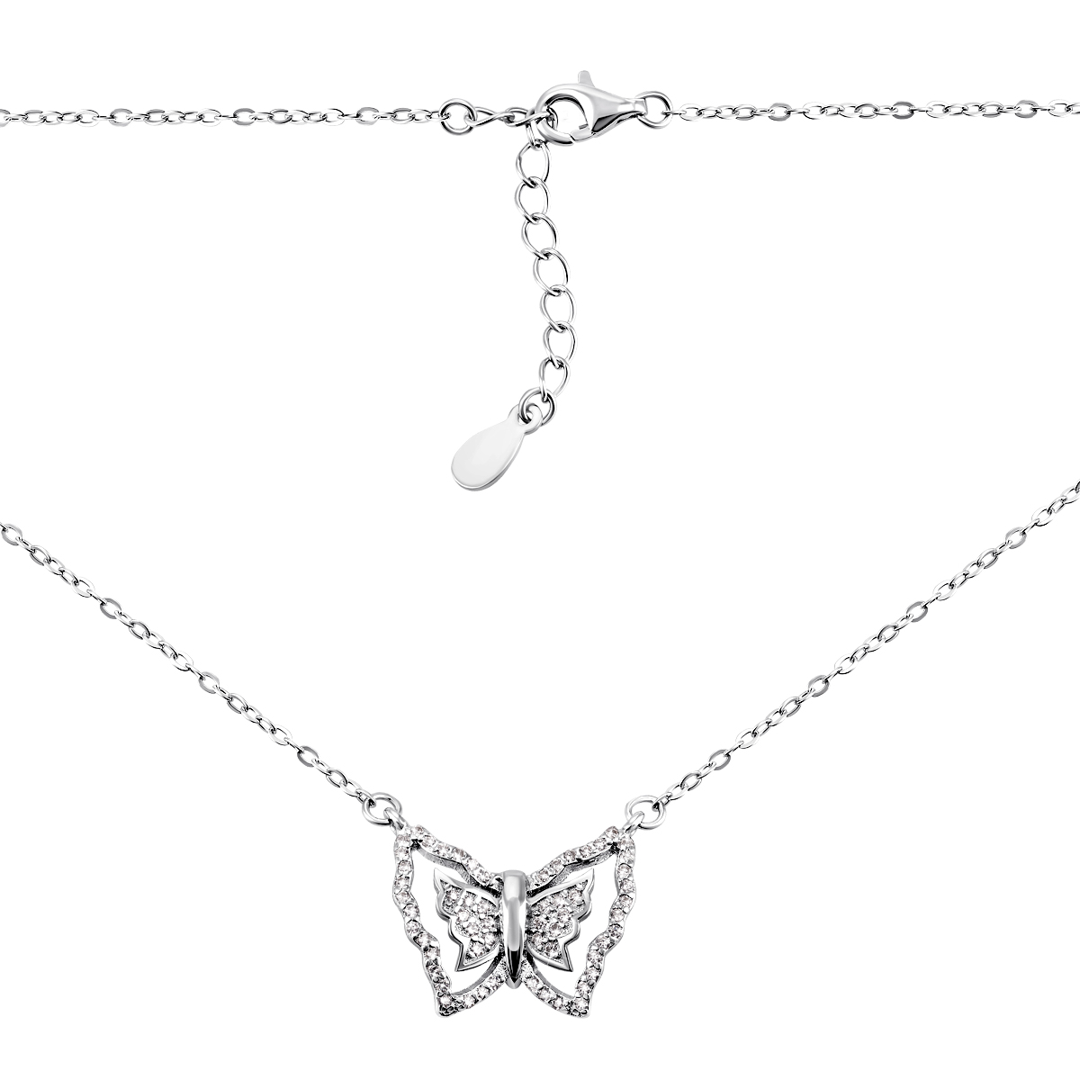 

Серебряное колье Бабочка с фианитами GN8199
