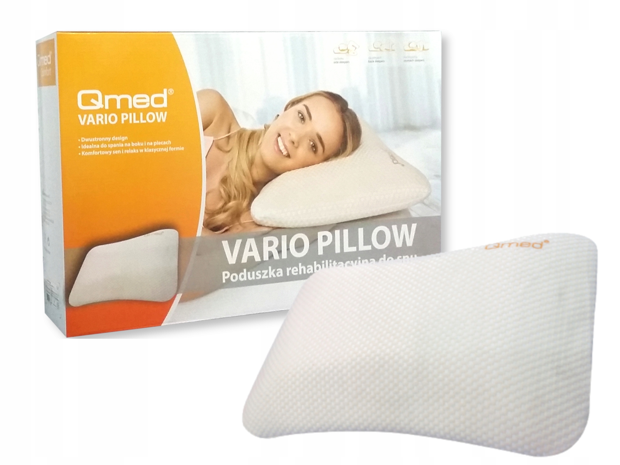 

Подушка реабилитационная, ортопедическая Qmed Vario Pillow с двойным профилем 60 х 40 х 13 см Белый