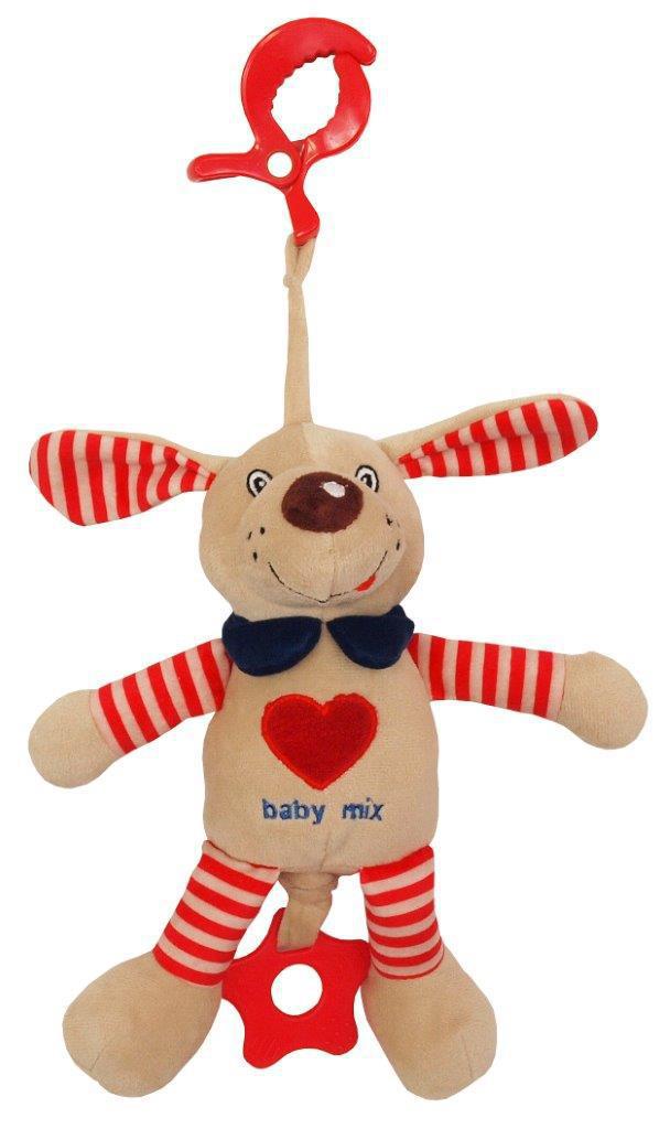 

Плюшевая детская игрушка-подвеска для кроватки Песик с мелодией Baby Mix STK-17512D (8181), красный