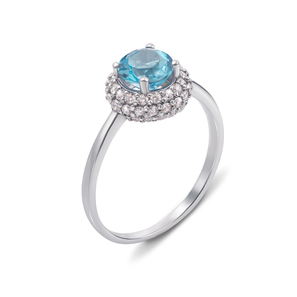 

Серебряное кольцо с топазом swiss и фианитами 17 размер 1581/9р-TSWB