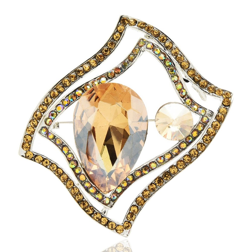 

Брошь-кулон женская BROCHE бижутерия с кристаллами Геометрия Ромб золотистая BRBF111893