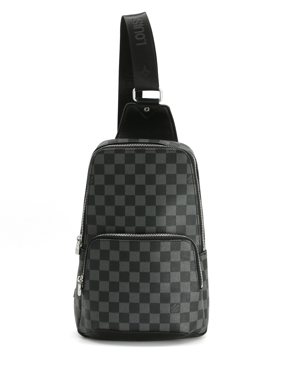 

Стильная мужская сумка - слинг из люксовой эко-кожи, нагрудная на молнии МD, чёрный 41719-L-black