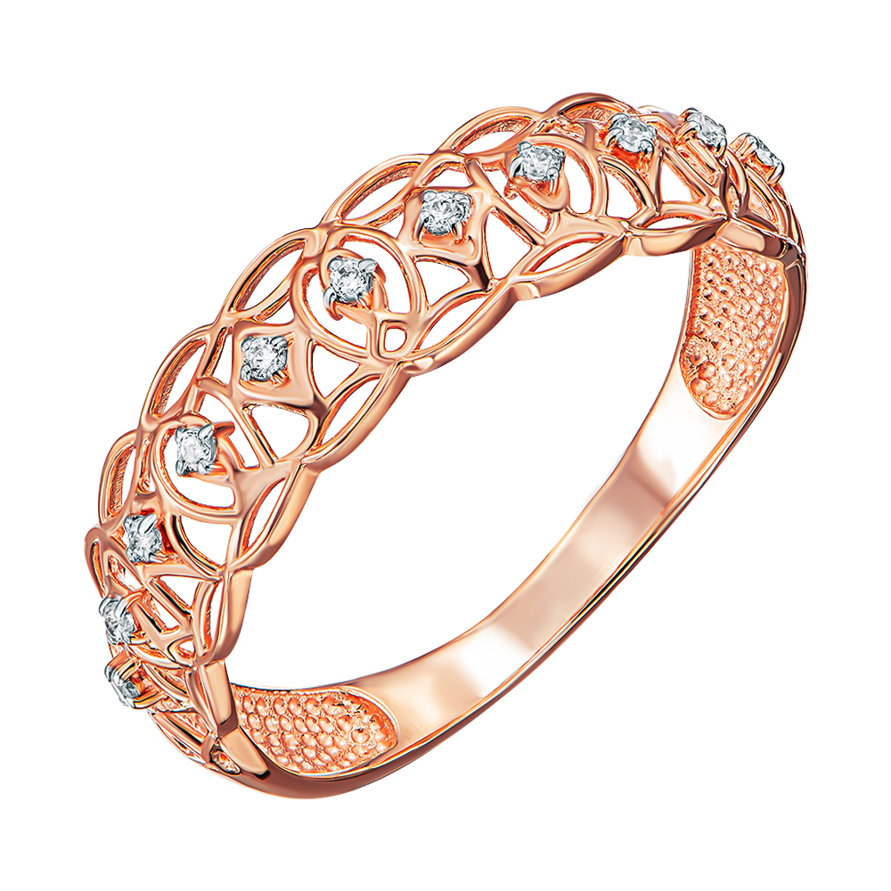 

Кольцо из красного золота с фианитами и родированием 000138380 16.5 размера