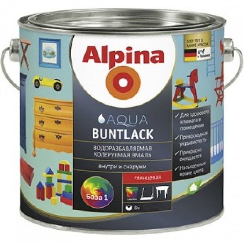 

Эмаль универсальная Alpina Aqua Buntlack матовая 2,5л Белая
