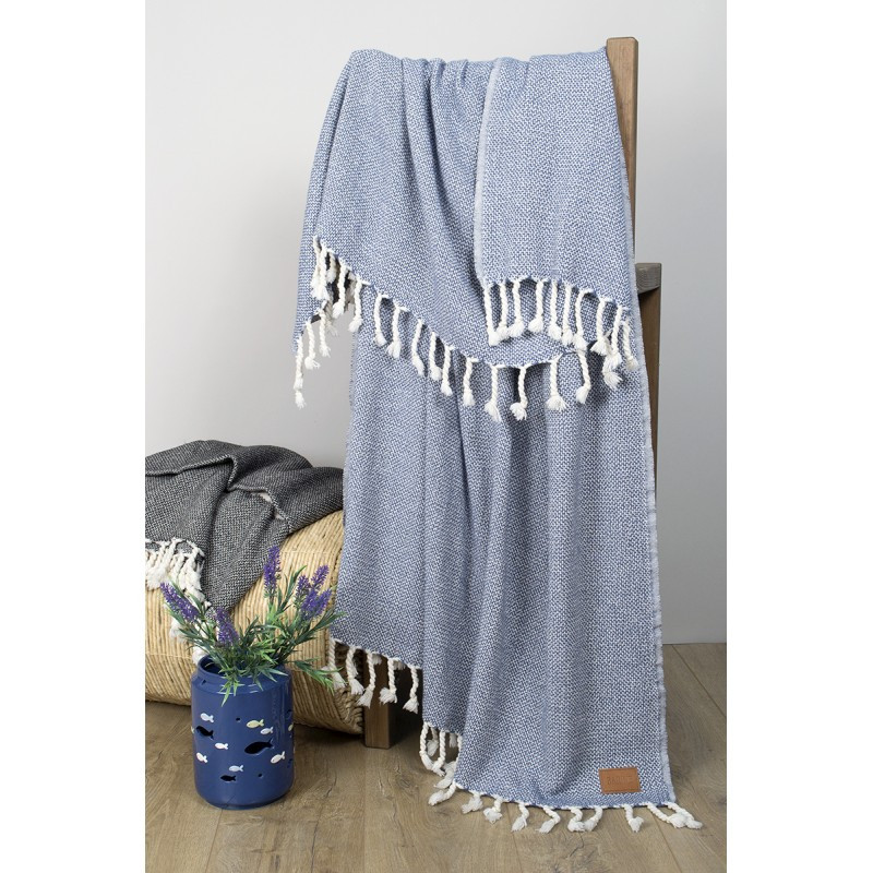 

Плед-накидка Barine - Wool Basket indigo синий 120*175