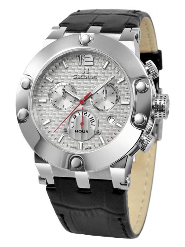 

Мужские наручные часы Seculus 4490.2.503 white, ss stones, black leather
