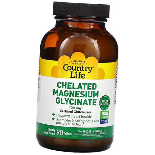 

Хелатный Глицинат Магния, Chelated Magnesium Glycinate, Country Life 90таб (36124106)