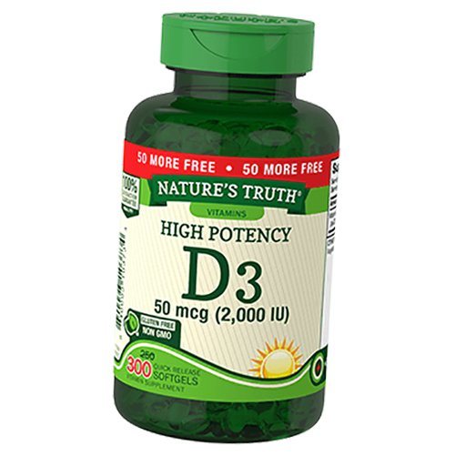 

Витамин Д3, Холекальциферол, High Potency Vitamin D3 50, Nature's Truth 300гелкапс (36509042)