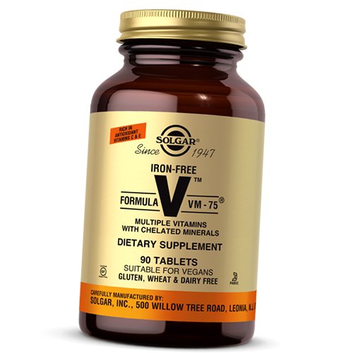 

Мультивитамины без железа, Iron-Free Formula VM-75, Solgar 90таб (36313211)