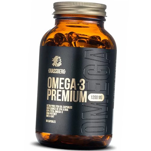 

Рыбий жир, Омега 3, Omega-3 Premium 1200, Grassberg 90капс (67515002)