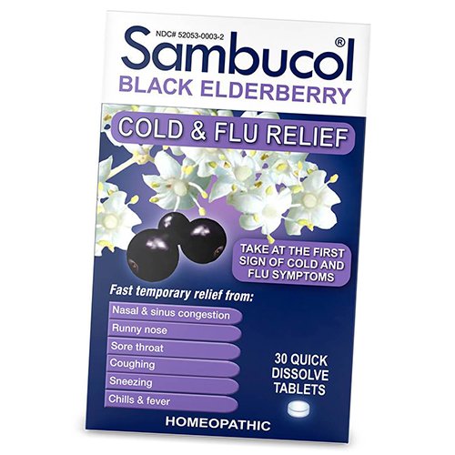 

Черная Бузина, Средство от гриппа и простуды, Black Elderberry Cold & Flu Symptom, Sambucol 30таб (71513006)