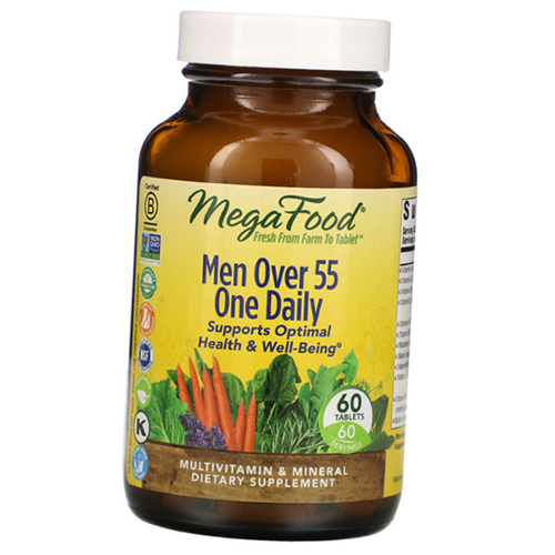 

Комплекс витаминов для мужчин после 55 лет, Men Over 55 One Daily, Mega Food 60таб (36343032)