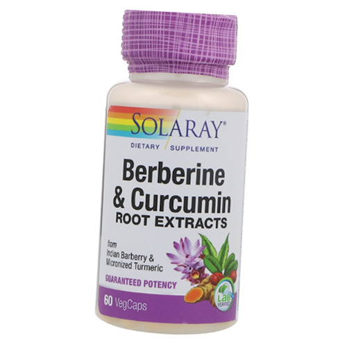 

Бирберин и Куркумин, Berberine & Curcumin, Solaray 60вегкапс (71411037)