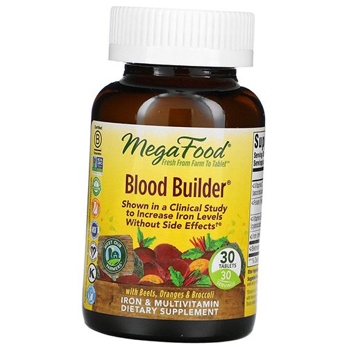 

Комплекс для здоровья крови, Blood Builder, Mega Food 30таб (36343028)