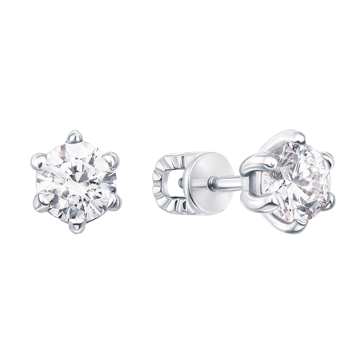 

Золотые серьги-пуссеты Элли в белом цвете с цирконием Swarovski