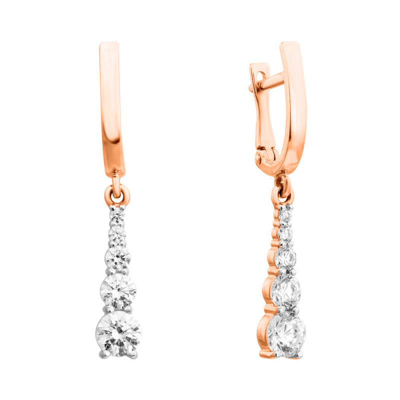 

Золотые серьги-подвески в комбинированном цвете с кристаллами Swarovski 000135668