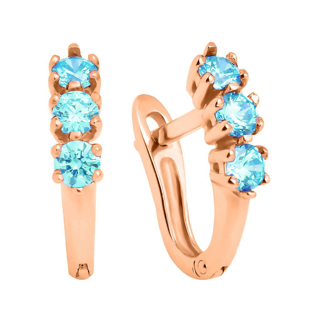 

Золотые серьги Трио с голубыми кристаллами Swarovski 000032268