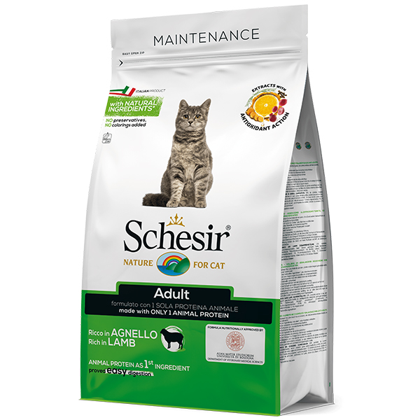 

Сухой монопротеиновый корм для котов Schesir Cat Adult Lamb 1.5 кг