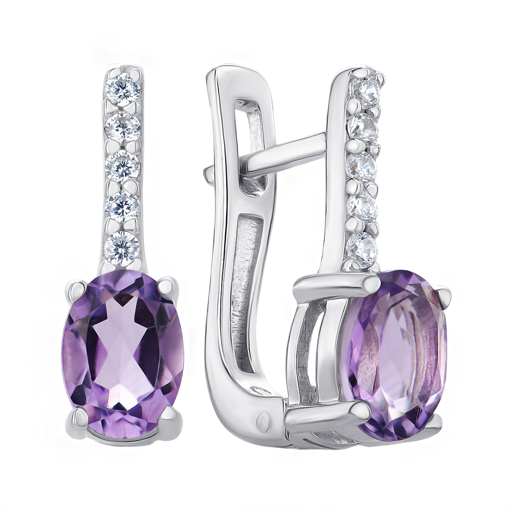 

Серьги из серебра с аметистом и фианитами 000146360